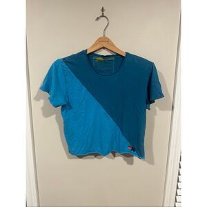 Aviator Nation Blue Asymmetrical Boyfriend Tshirt Small